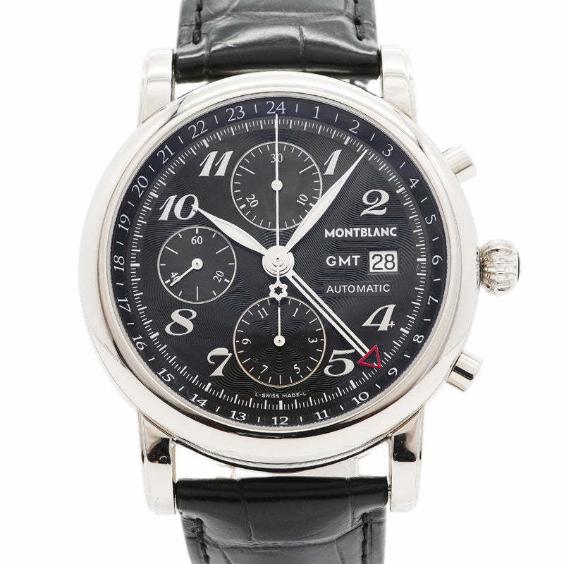 【6wha0055】モンブラン マイスターシュテック GMT 7067 黒文字盤【中古】腕時計 メンズ