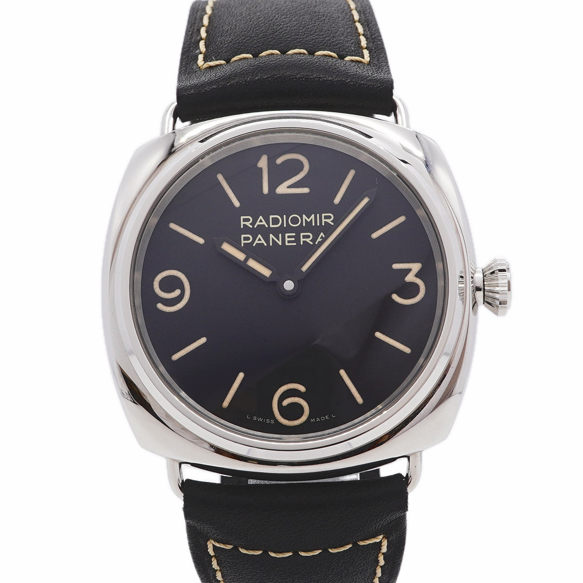 【6wha0074】オフィチーネパネライ ラジオミール オフィチーネ PAM01382 黒文字盤【中古】腕時計 メンズ