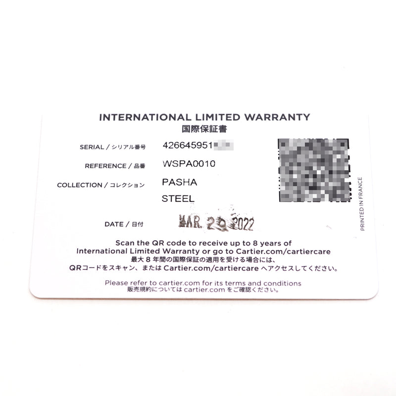 【6whb0110】カルティエ パシャ WSPA0010 シルバー文字盤【中古】腕時計 メンズ