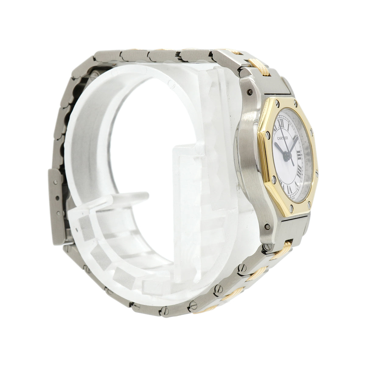 【6whd0263】カルティエ サントスオクタゴン SM ゴドロンブレス 白文字盤【中古】腕時計 レディース