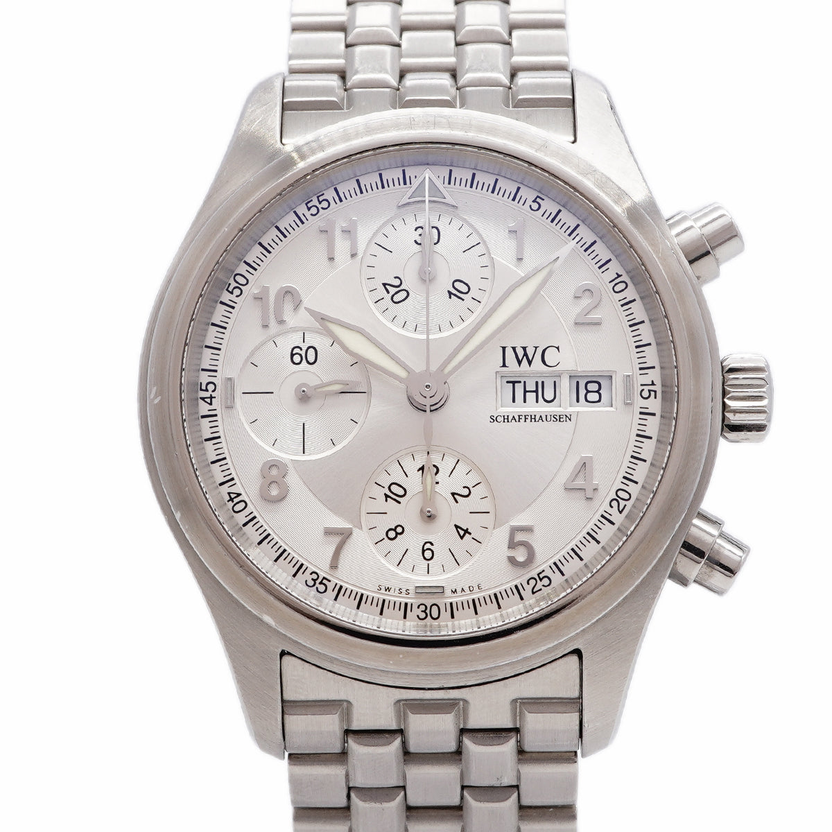 【6whd0278】IWC アイダブリューシー シャフハウゼン パイロット スピットファイアー クロノグラフ IW370623 シルバー文字盤【中古】腕時計 メンズ