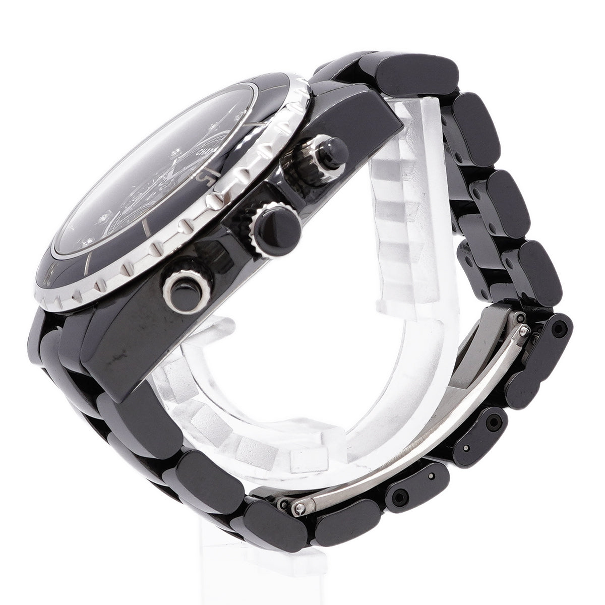 【6whd0287】シャネル J12 9Pダイヤ クロノグラフ H2419 黒文字盤【中古】腕時計 メンズ