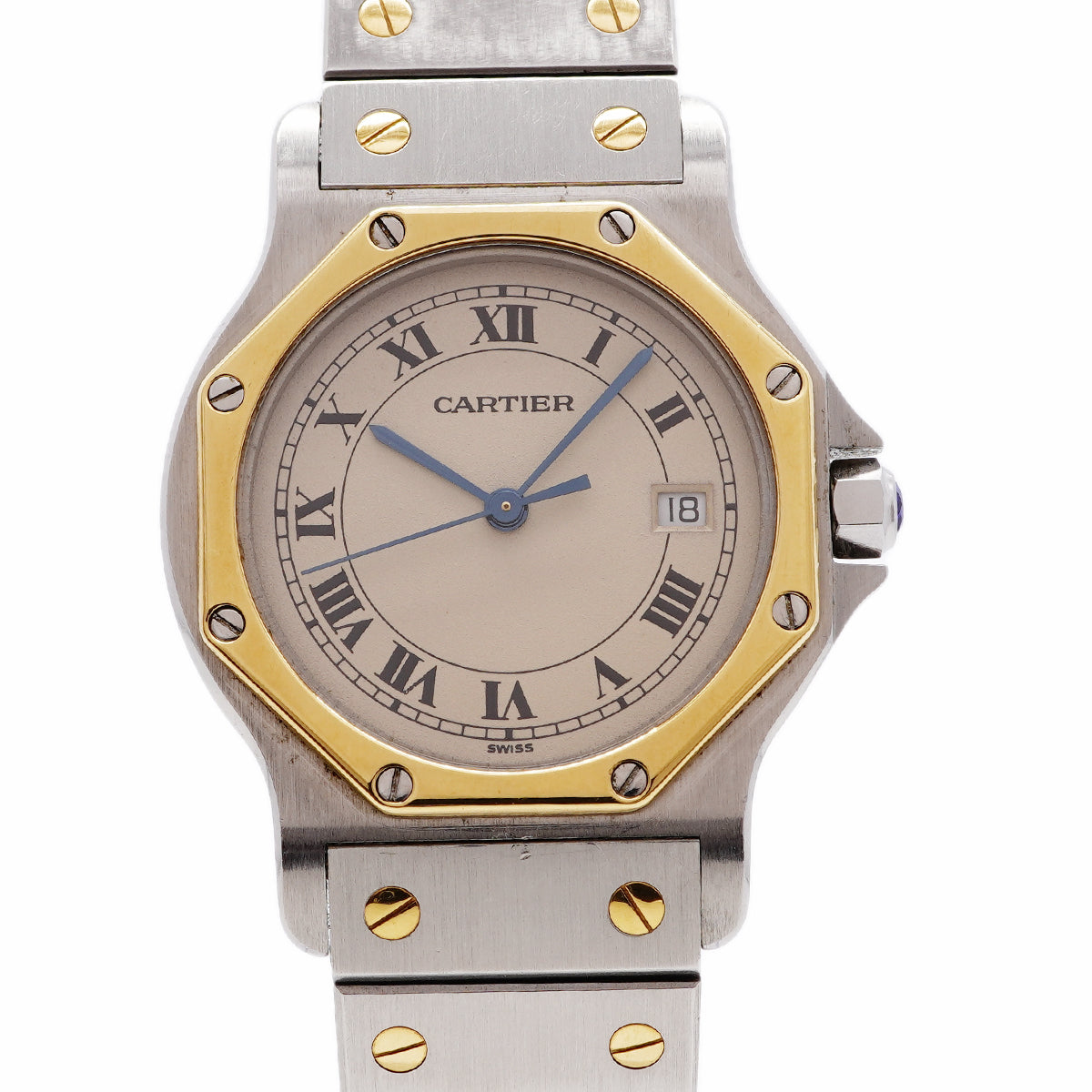 【6whd0291】カルティエ サントスオクタゴンLM W2001583 ベージュ文字盤【中古】腕時計 メンズ レディース ユニセックス