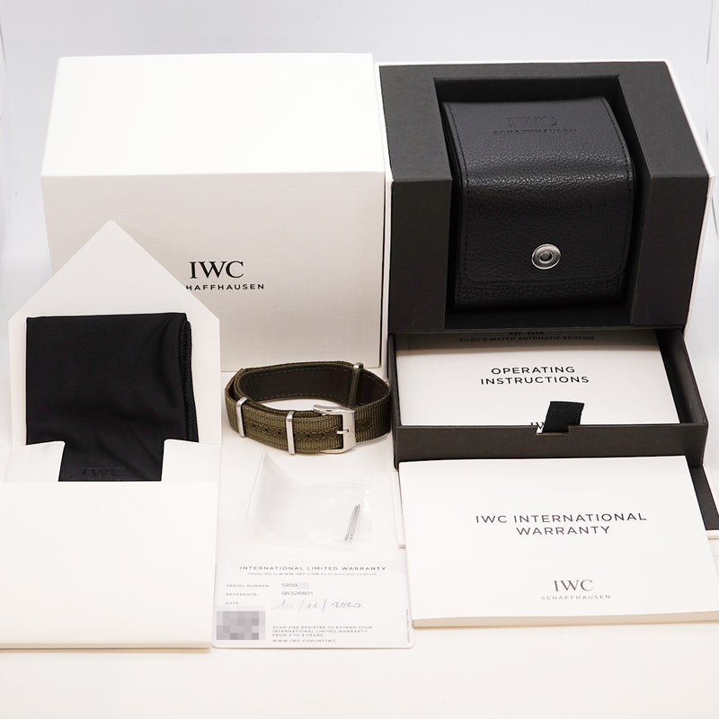 【6whd0310】IWC アイダブリューシー シャフハウゼン パイロット ウォッチ オートマティック スピットファイア IW326801 黒文字盤【中古】腕時計 メンズ