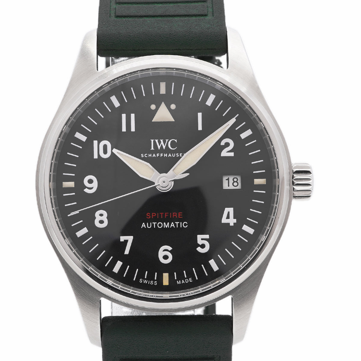 【6whd0310】IWC アイダブリューシー シャフハウゼン パイロット ウォッチ オートマティック スピットファイア IW326801 黒文字盤【中古】腕時計 メンズ