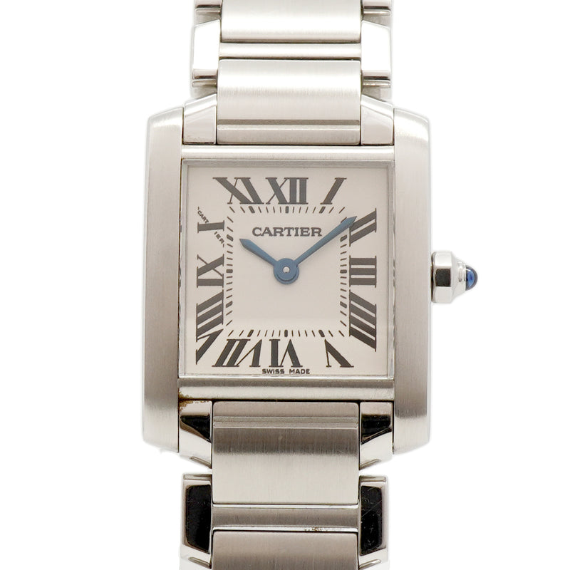 【6whd0321】カルティエ タンクフランセーズ SM W51008Q3 アイボリー文字盤【中古】腕時計 レディース
