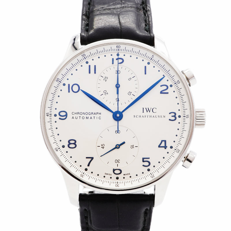 【6whe0351】IWC アイダブリューシー シャフハウゼン ポルトギーゼ クロノグラフ IW371446 シルバー文字盤【中古】腕時計 メンズ