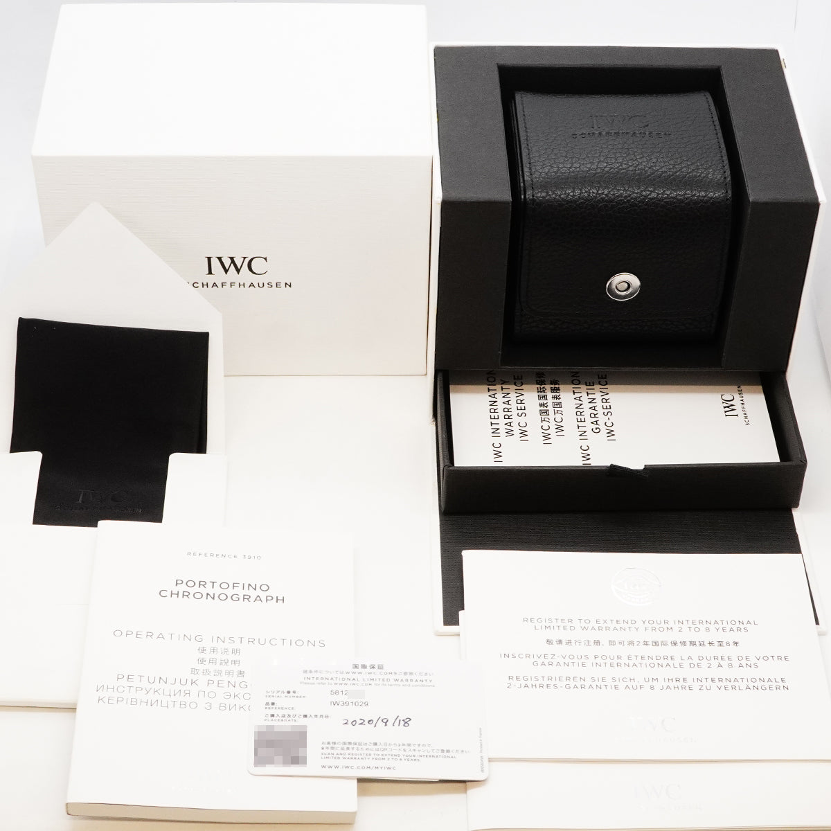 【6whe0369】IWC アイダブリューシー シャフハウゼン ポートフィノ クロノグラフ IW391029 黒文字盤【中古】腕時計 メンズ