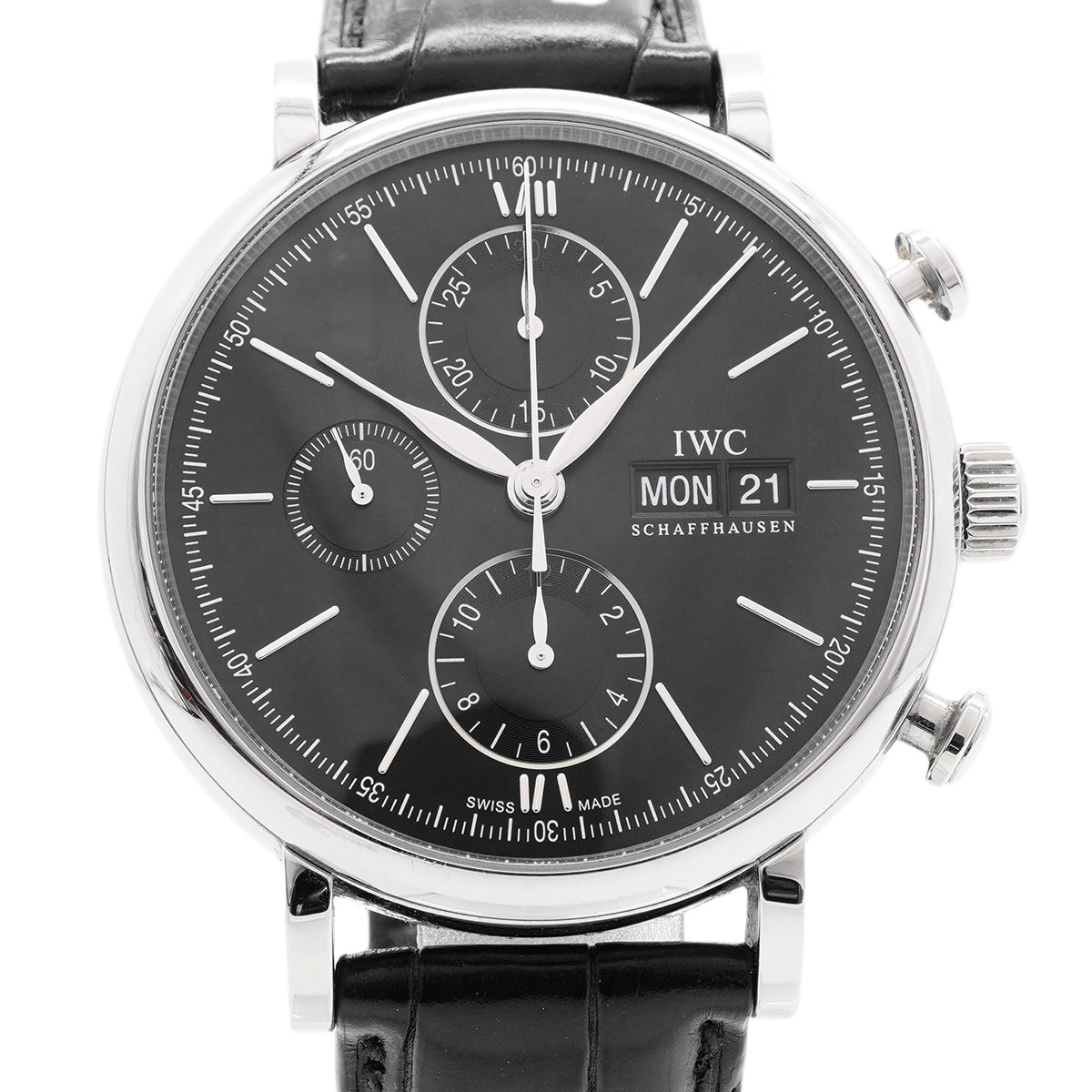 【6whe0369】IWC アイダブリューシー シャフハウゼン ポートフィノ クロノグラフ IW391029 黒文字盤【中古】腕時計 メンズ
