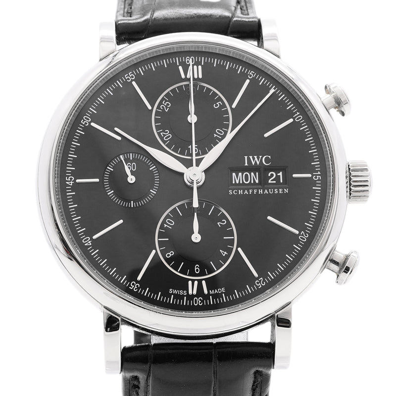 【6whe0369】IWC アイダブリューシー シャフハウゼン ポートフィノ クロノグラフ IW391029 黒文字盤【中古】腕時計 メンズ