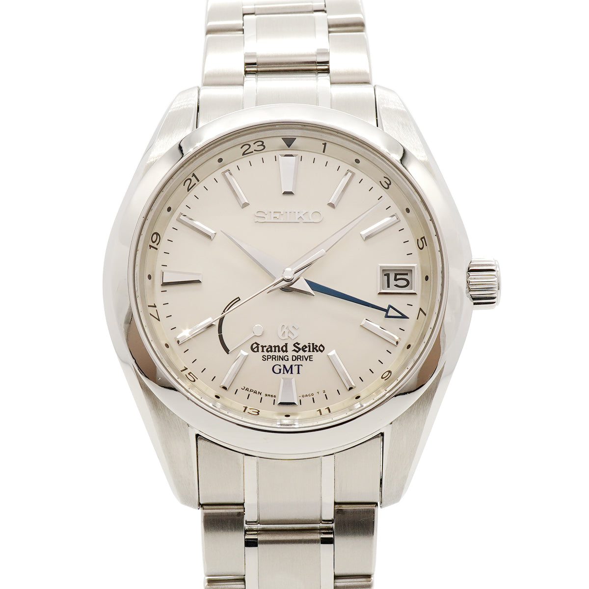 【6whe0394】セイコー グランドセイコー GMT スプリングドライブ SBGE005/9R66-0AC0 シルバー文字盤【中古】腕時計 メンズ