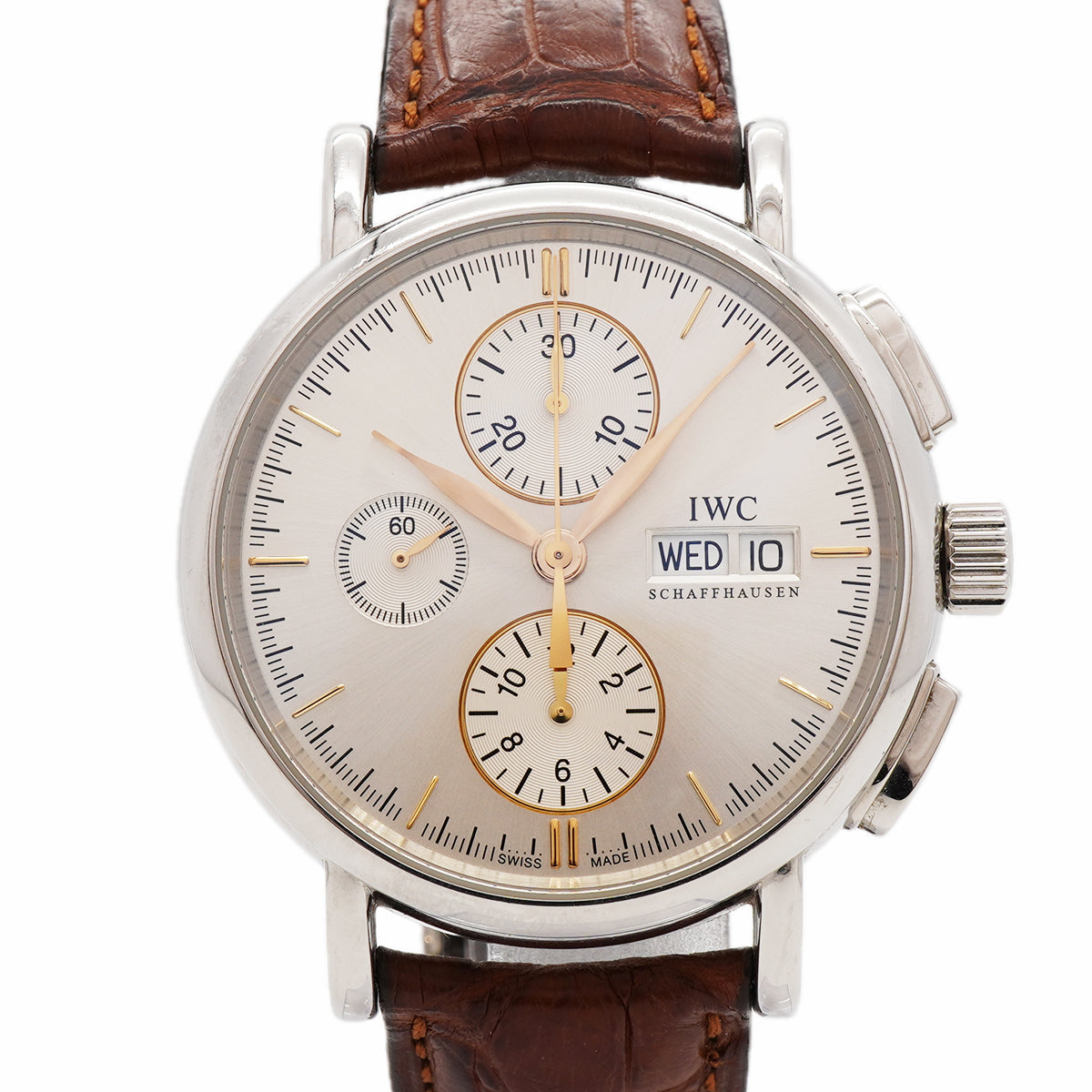【6wia0047】IWC アイダブリューシー シャフハウゼン ポートフィノ クロノグラフ デイデイト IW378302 シルバー文字盤【中古】腕時計 メンズ