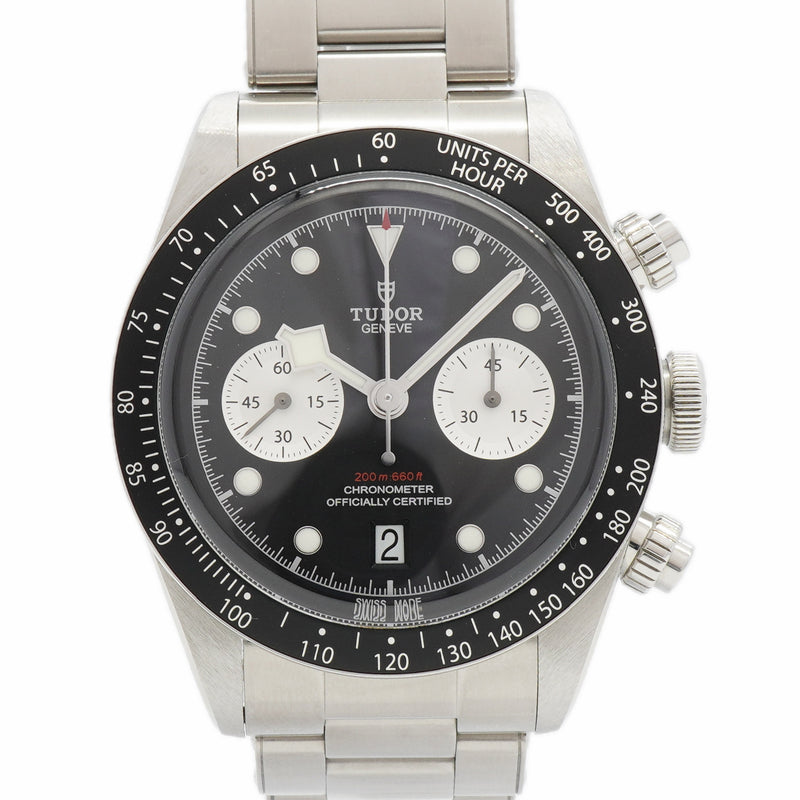【6wia0062】チュードル ブラックベイクロノ 79360N 黒文字盤【中古】腕時計 メンズ