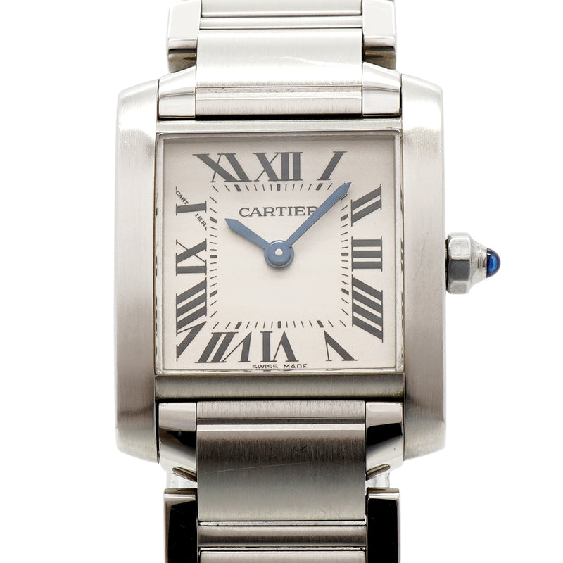 【6wib0090】カルティエ タンクフランセーズ SM W51008Q3 アイボリー文字盤【中古】腕時計 レディース