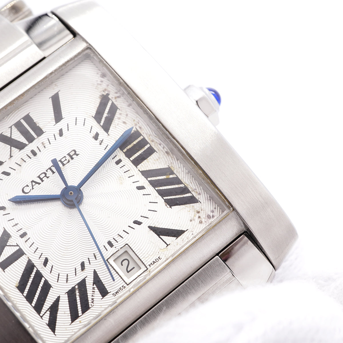 【6wib0108】カルティエ タンクフランセーズ LM W51002Q3 シルバー文字盤【中古】腕時計 メンズ