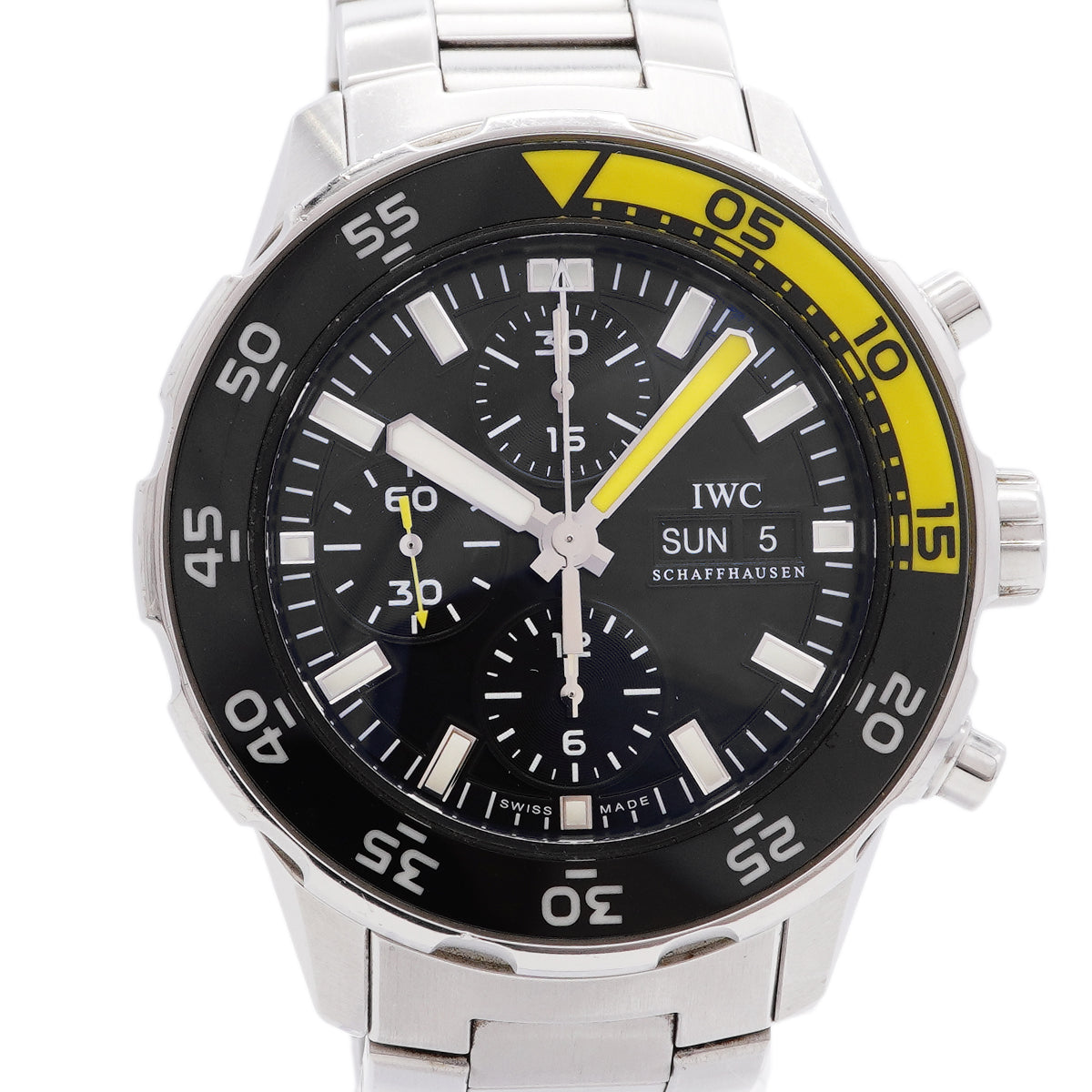 【6wib0114】IWC アイダブリューシー シャフハウゼン アクアタイマー クロノグラフ デイデイト IW376708 黒文字盤【中古】腕時計 メンズ