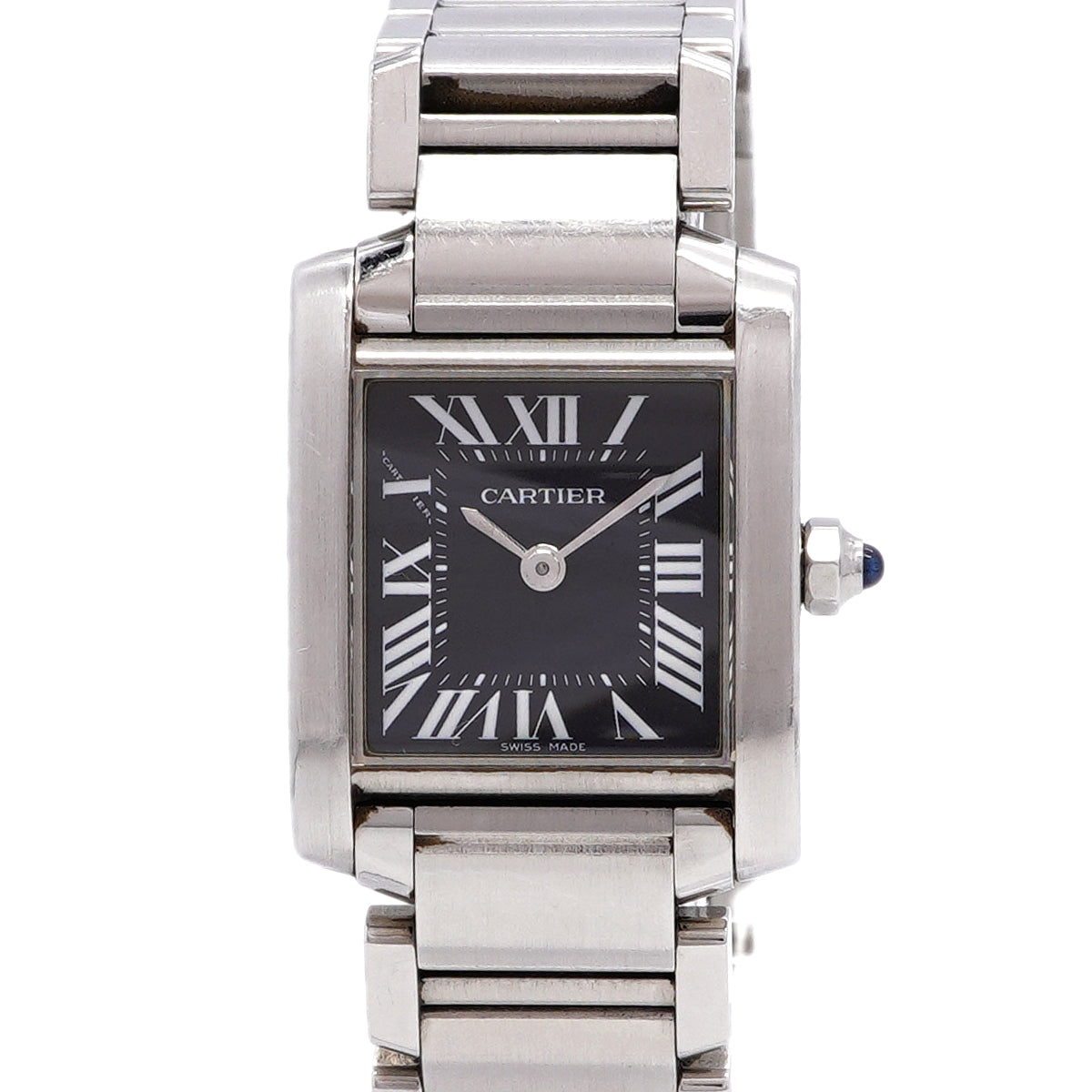 【6wib0115】カルティエ タンクフランセーズ SM W51026Q3 黒文字盤【中古】腕時計 レディース