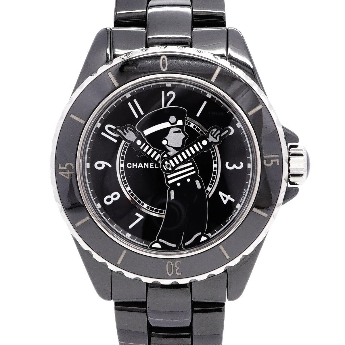 【6wib0117】シャネル J12 マドモアゼル ラパウザ H7609 黒文字盤【中古】腕時計 メンズ
