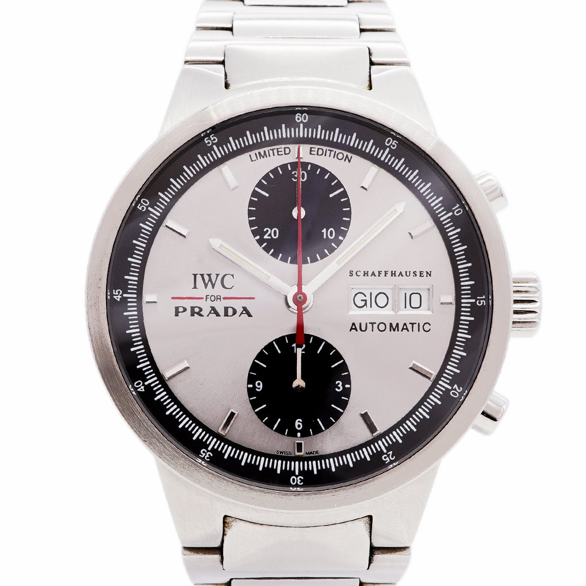 【6wib0134】IWC アイダブリューシー シャフハウゼン GST クロノグラフ プラダ IW370801 シルバー文字盤【中古】腕時計 メンズ