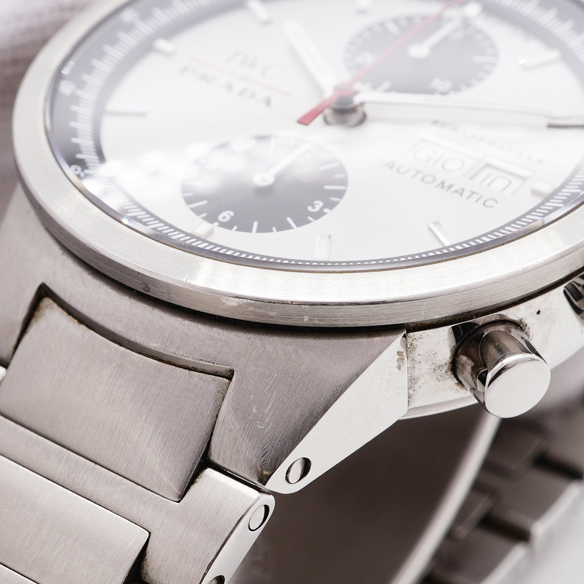 【6wib0134】IWC アイダブリューシー シャフハウゼン GST クロノグラフ プラダ IW370801 シルバー文字盤【中古】腕時計 メンズ