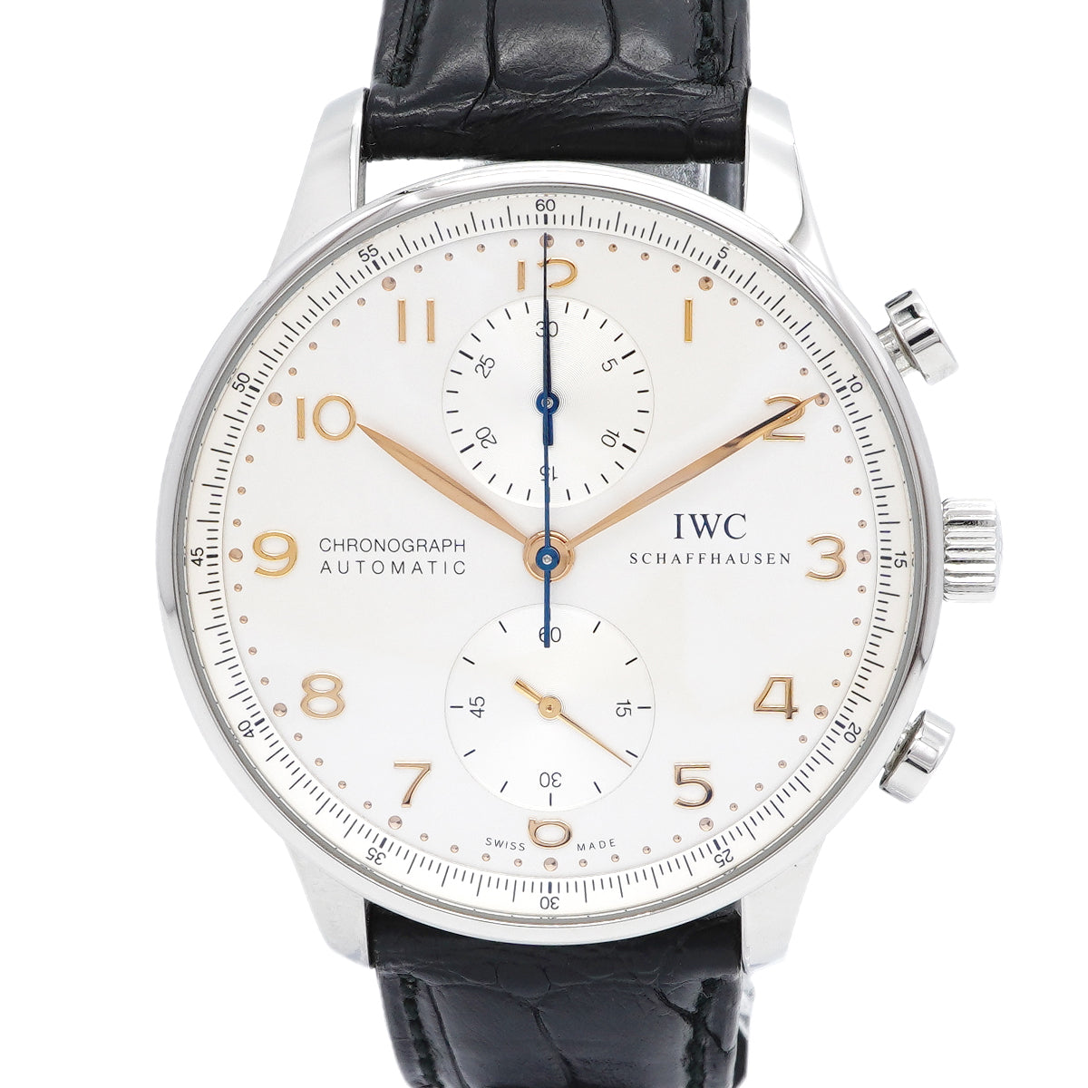 【6wic0205】IWC アイダブリューシー シャフハウゼン ポルトギーゼ クロノグラフ IW371445 シルバー文字盤【中古】腕時計 メンズ