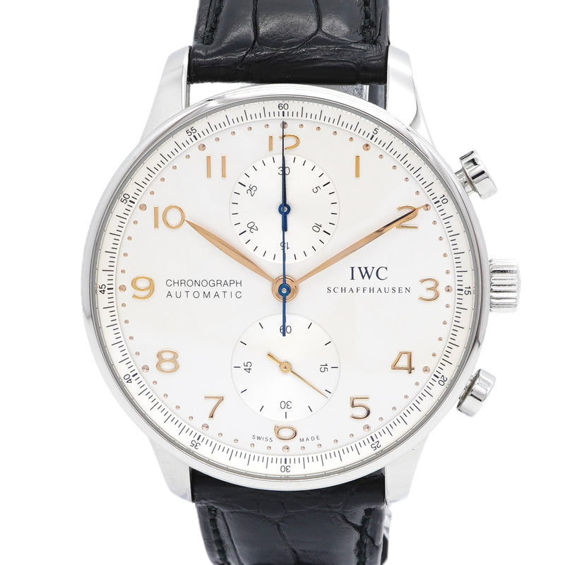 【6wic0205】IWC アイダブリューシー シャフハウゼン ポルトギーゼ クロノグラフ IW371445 シルバー文字盤【中古】腕時計 メンズ