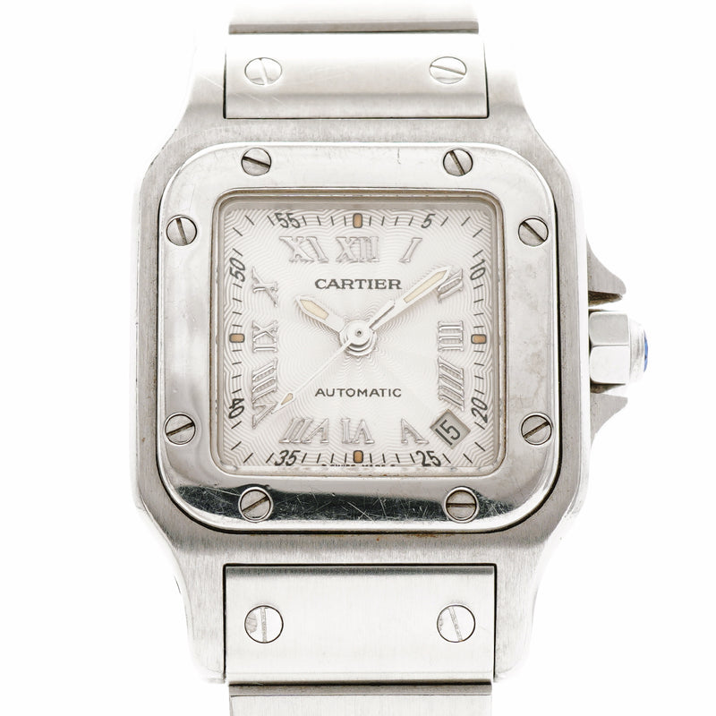 【6wid0244】カルティエ サントスガルべ SM W20044D6 シルバー文字盤【中古】腕時計 レディース