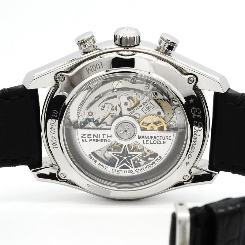 【6wid0247】ゼニス エルプリメロ オープン 03.2040.4061 ブラック/スケルトン文字盤【中古】腕時計 メンズ