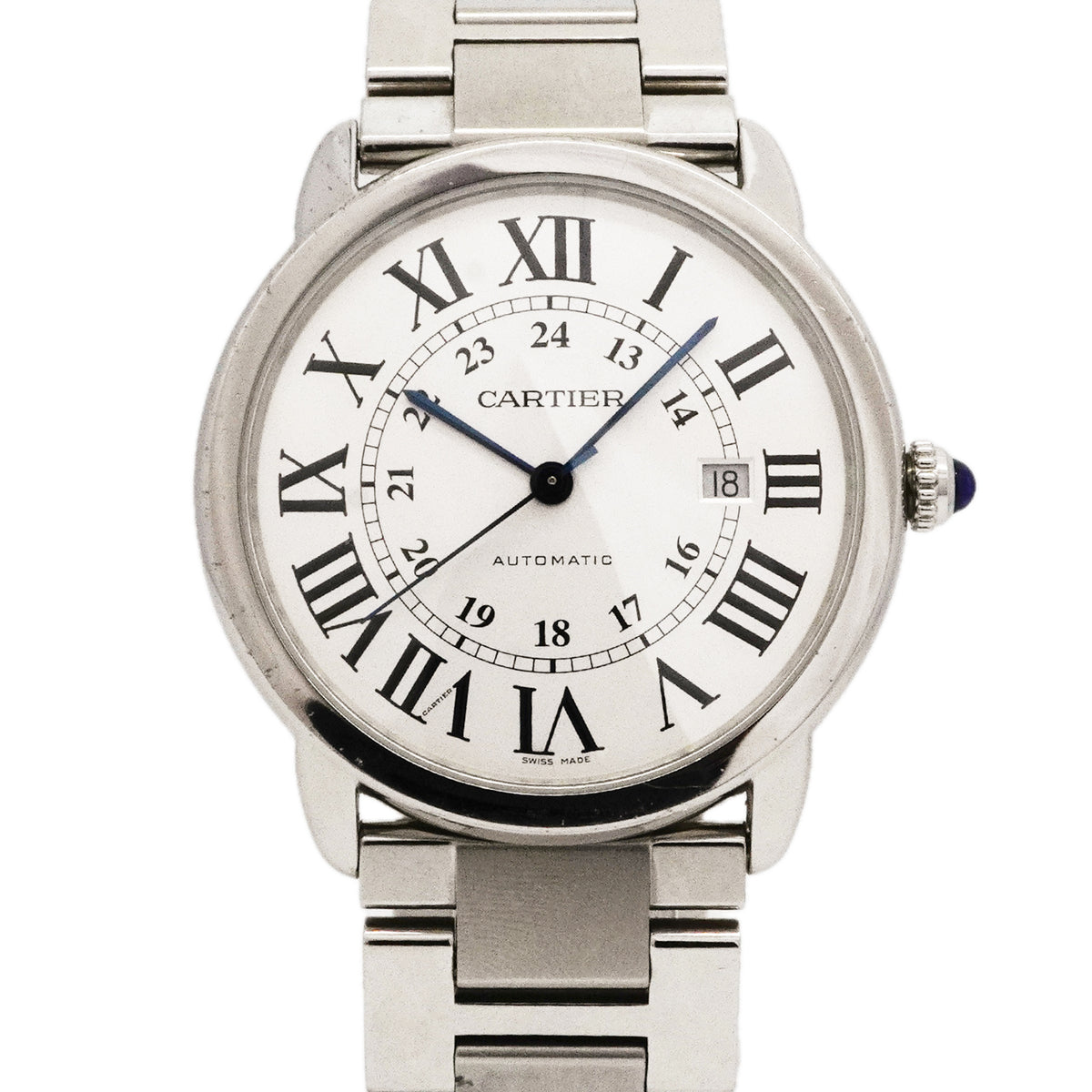 【6wid0256】カルティエ ロンドソロ XL W6701011 シルバー文字盤【中古】腕時計 メンズ