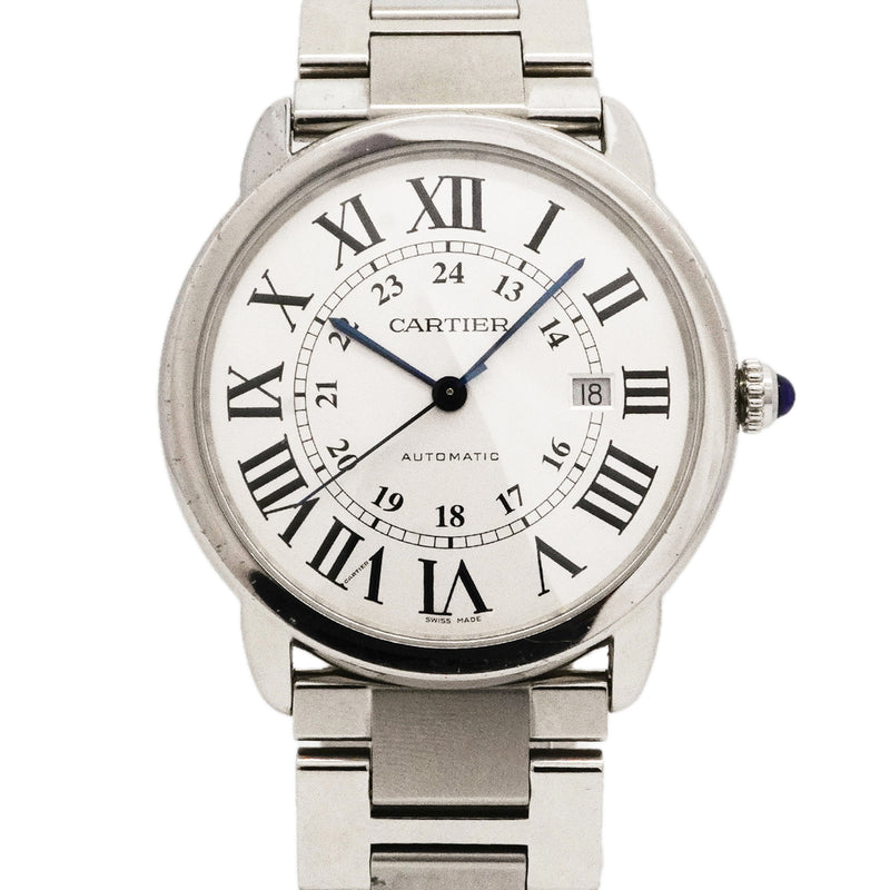 【6wid0256】カルティエ ロンドソロ XL W6701011 シルバー文字盤【中古】腕時計 メンズ