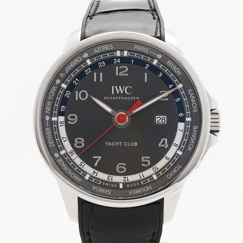 【6wkb0099】IWC アイダブリューシー シャフハウゼン ポルトギーゼ ヨットクラブ ワールドタイマー IW326602 グレー文字盤【中古】腕時計 メンズ
