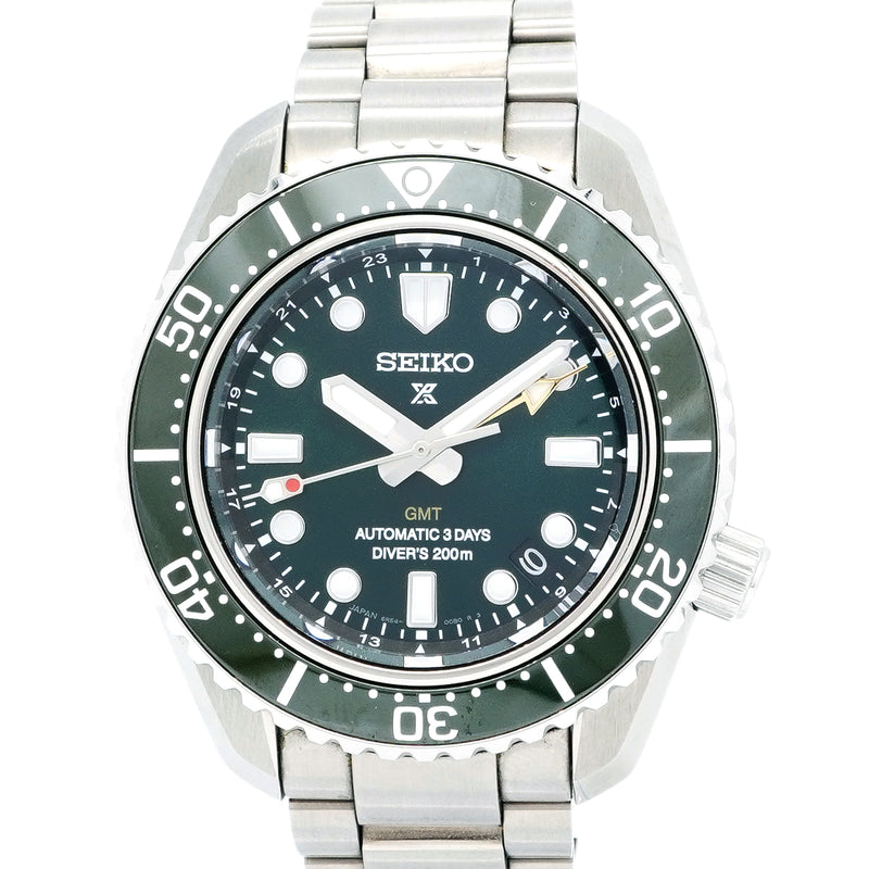 【6wkc0154】セイコー プロスペックス ダイバースキューバ GMT SBEJ009/6R54-00D0 グリーン文字盤【中古】腕時計 メンズ