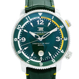 【6wkc0190】ヤーマン＆ストゥービ ロイヤルオープン コースタイマー GMT RCB1 グリーン文字盤【中古】腕時計 メンズ