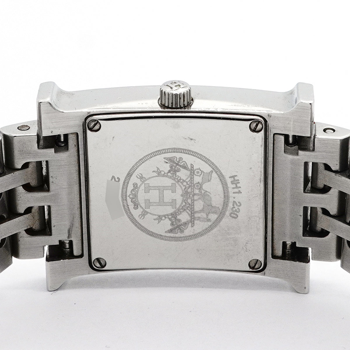 【6wkc0218】エルメス Hウォッチ ダイヤベゼル HH1.230 シルバー文字盤【中古】腕時計 レディース