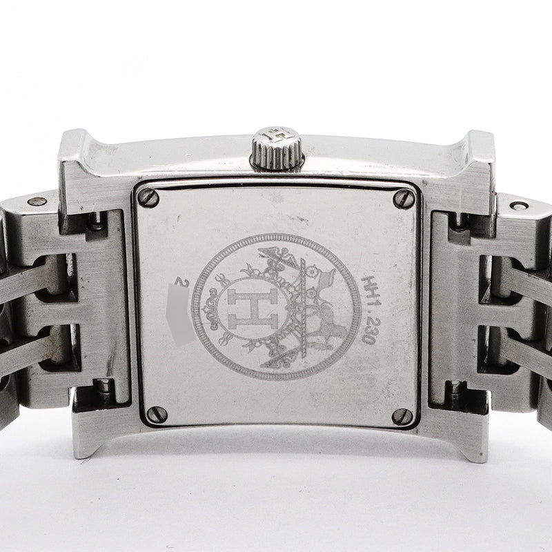 【6wkc0218】エルメス Hウォッチ ダイヤベゼル HH1.230 シルバー文字盤【中古】腕時計 レディース