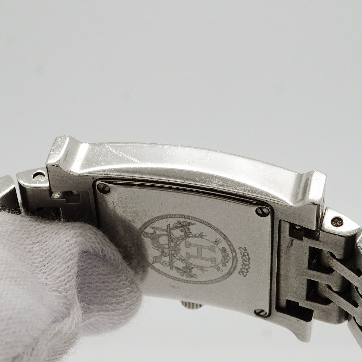【6wkc0218】エルメス Hウォッチ ダイヤベゼル HH1.230 シルバー文字盤【中古】腕時計 レディース
