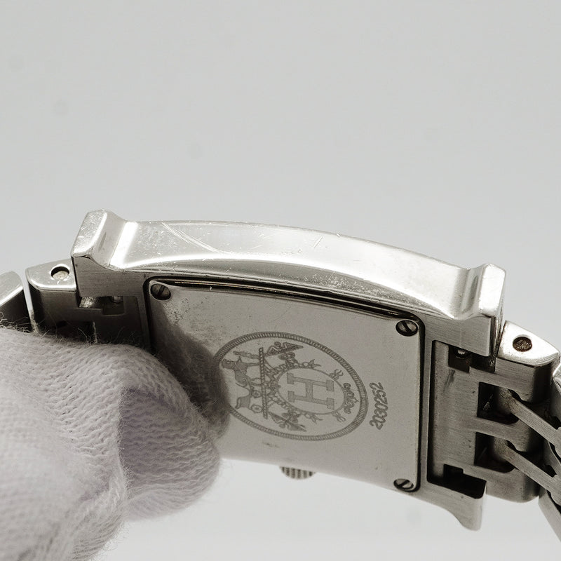 【6wkc0218】エルメス Hウォッチ ダイヤベゼル HH1.230 シルバー文字盤【中古】腕時計 レディース