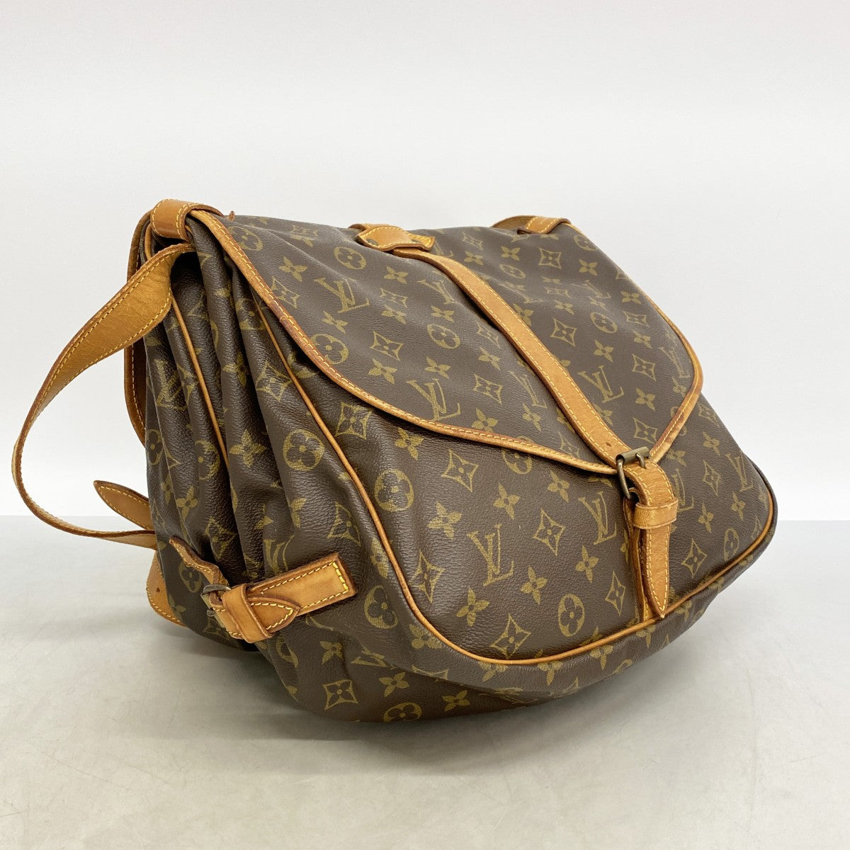 【6fb2659】ルイヴィトン ショルダーバッグ モノグラム ソミュール35 M42254 ブラウン【中古】レディース