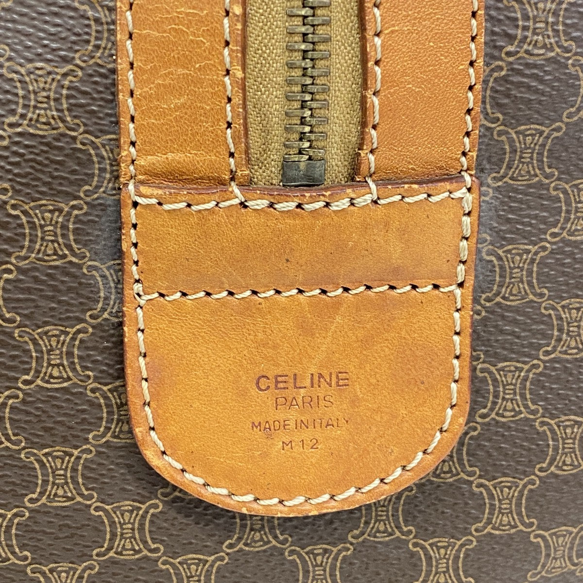 5ma0876-h】セリーヌ ボストンバッグ マカダム PVC ブラウン