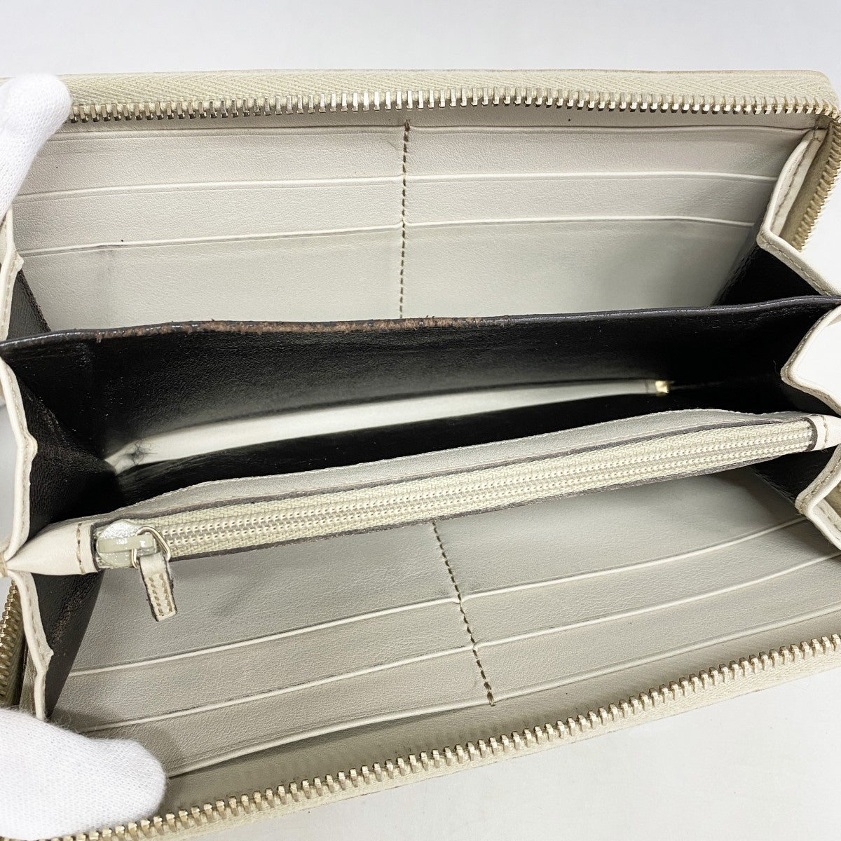 【6fc3344-k】グッチ 長財布 グッチシマ 257003 レザー ベージュ ゴールド金具【中古】レディース