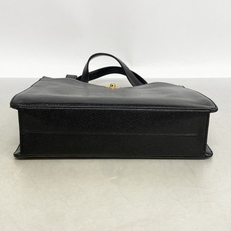 【6fc3343-k】シャネル ハンドバッグ キャビアスキン ブラック ゴールド金具【中古】レディース